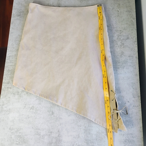 Divine Y2K Asymmetrical Hem Mini Skirt Beige Side Tie Boho Festival Size Medium - Picture 8 of 10